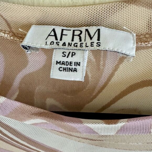 AFRM pink Mesh Matching set marble swirl skirt long sleeve top S - Picture 5 of 5